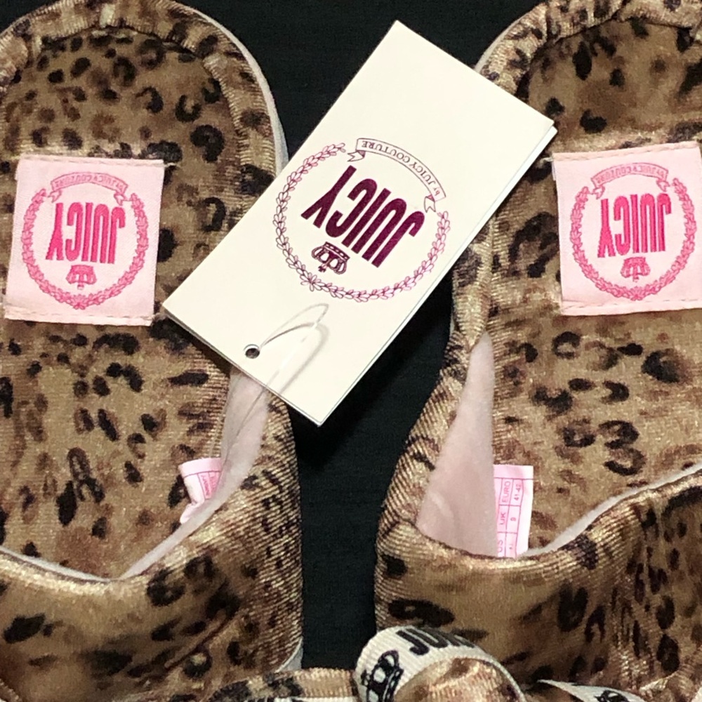 Juicy Couture Jasmine Leopard Slipper Slip On Cushioned Bow Wild Plush, Size 11 - Picture 2 of 5